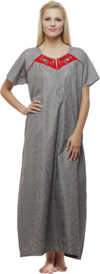 VedVid Women Nighty(Black