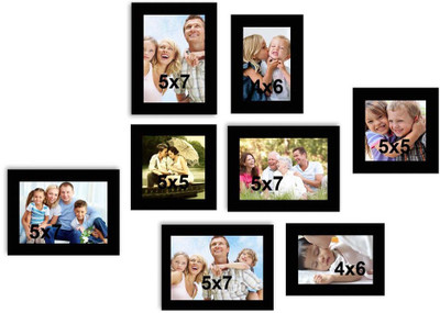 MakeHomeHappy MDF Photo Frame(Black, 8 Photos)