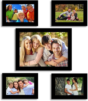 fr@me @rt Wood Photo Frame(Black, 5 Photos)