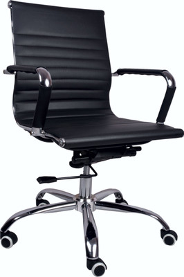 VJ Interior Leatherette Office Arm Chair(Black)