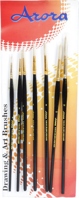 Kabeer Art Series 35 Round Paint Brushes(Set of 7, Black)
