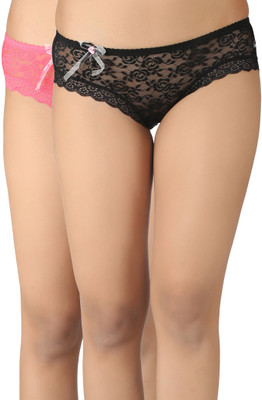 Maxter 7808001 Women's Hipster Black Panty(Pack of 2), Black;pink