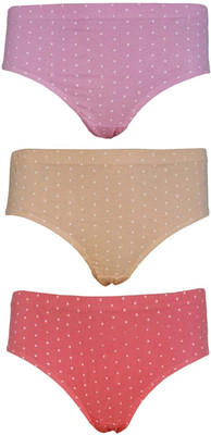 Lure Wear Women Hipster Pink, Brown, Red Panty(Pack of 3, Multicolour