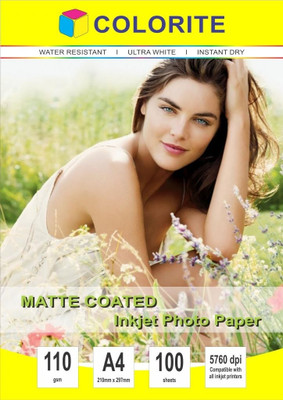 Colorite 110gsm Matte Coated paper Inkjet Unruled A4 Printer Paper(Set of 1, White)
Colorite 110gsm Matte Coated paper Inkjet Unruled A4 Printer Paper(Set of 1, White)