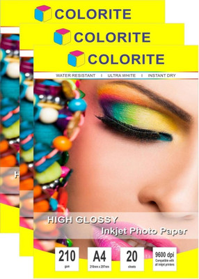 Colorite 210gsm Sheets Cast Coated Inkjet Unruled A4 Photo Paper(Set of 3, White)
Colorite 210gsm Sheets Cast Coated Inkjet Unruled A4 Photo Paper(Set of 3, White)