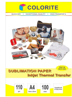 Colorite 110gsm Sublimation Heat Transfer Unruled A4 Printer Paper(Set of 1, White)
Colorite 110gsm Sublimation Heat Transfer Unruled A4 Printer Paper(Set of 1, White)