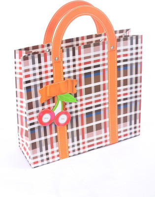 Enwraps Checkered Series Cherry (3pc ) Printed Party Bag(Orange, Pack of 3)
