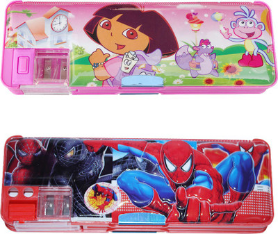Dream Bag Spiderman Colourfull Art Plastic Pencil Boxes(Set of 2, Multi colours)