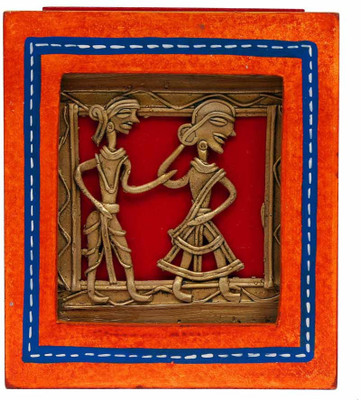 Indikala Red Pen Stand Dhokra Work Art Wood Pencil Boxes(Set of 1, Red)