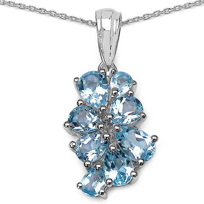 Johareez Beautiful Rhodium Topaz Sterling Silver Pendant