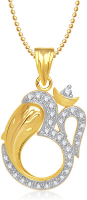 Meenaz Om Ganraya Gold & Rhodium Cubic Zirconia Alloy Pendant