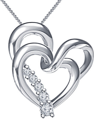 Kataria Jewellers Hearts White Gold plated Sterling Silver Pendant