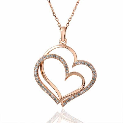 Aaishwarya Crystal Dual heart Alloy Pendant
