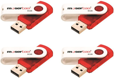 Moserbaer Swivel Pack-4 8 GB Pen Drive(Red)