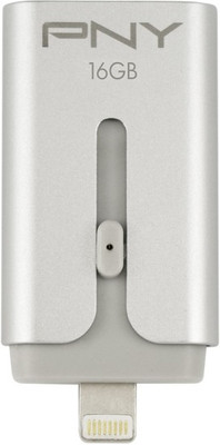 PNY Duo-Link for iPhone and iPad + on the Go 16 GB Pen Drive(Silver)