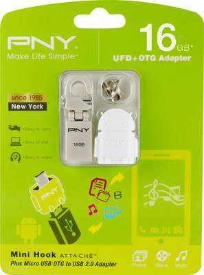 PNY Mini Hook Attache with OTG Adapter 16 GB OTG Drive(Type A to Micro USB)
PNY Mini Hook Attache with OTG Adapter 16 GB OTG Drive(Type A to Micro USB)