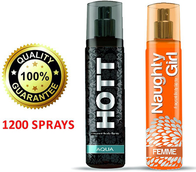 Hott & Naughty Girl FEMME Perfume Combo For Couple (1200 Sprays Each) Eau de Parfum - 135 ml(For Men & Women)
Hott & Naughty Girl FEMME Perfume Combo For Couple (1200 Sprays Each) Eau de Parfum - 135 ml(For Men & Women)