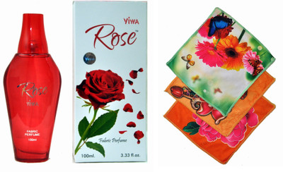 Viwa Floral Rose Perfume 100ML + 3 Women Cotton Handkerchiefs Eau de Parfum - 100 ml(For Women)
Viwa Floral Rose Perfume 100ML + 3 Women Cotton Handkerchiefs Eau de Parfum - 100 ml(For Women)