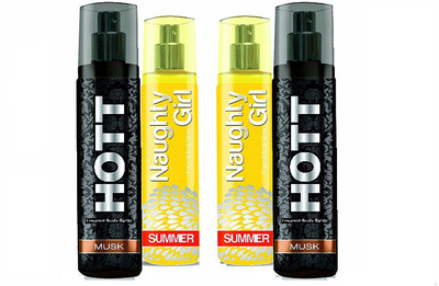 Hott MUSK & Naughty Girl SUMMER Perfume SUPER SAVER Pack of 4 (1200 Sprays Each) Eau de Parfum - 135 ml(For Men & Women)
Hott MUSK & Naughty Girl SUMMER Perfume SUPER SAVER Pack of 4 (1200 Sprays Each) Eau de Parfum - 135 ml(For Men & Women)
