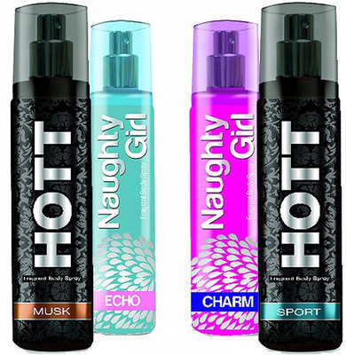 Hott MUSK & SPORT + Naughty Girl CHARM & ECHO Perfume SUPER SAVER Pack of 4 (1200 Sprays Each) Eau de Parfum - 135 ml(For Men & Women)
Hott MUSK & SPORT + Naughty Girl CHARM & ECHO Perfume SUPER SAVER Pack of 4 (1200 Sprays Each) Eau de Parfum - 135 ml(For Men & Women)