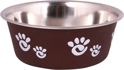 Dog Spot Round Steel Pet Bowl(350 ml Silver)
