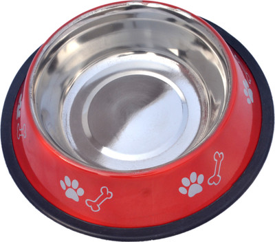 Pet Club51 Pet Club51 Round Stainless Steel Pet Bowl(700 ml Red)