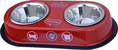 Pet Club51 Pet Club51 Round Stainless Steel Pet Bowl(500 ml Red)