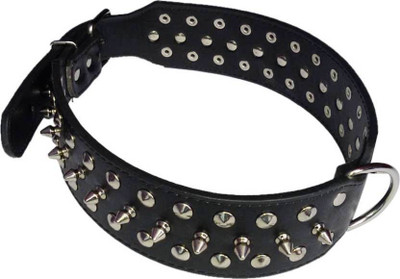 Sollar's Black Spiked Leather Dog Everyday Collar(, Black