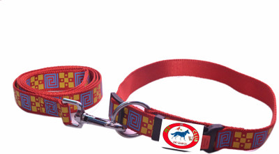 Pet Club51 printed collar and leash Dog Collar & Leash(, Red