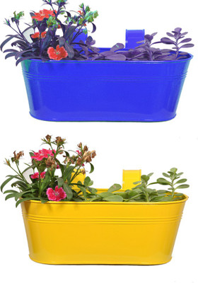 TrustBasket Set of 2 -Oval railing planter - Yellow and Dark Blue Plant Container Set(Pack of 2, Metal)
TrustBasket Set of 2 -Oval railing planter - Yellow and Dark Blue Plant Container Set(Pack of 2, Metal)
