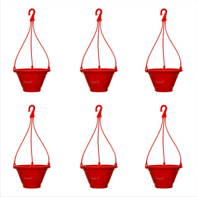 Planters Red Nursery Hanging Plant Container Set(Pack of 6, Plastic)