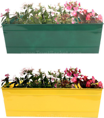 TrustBasket Set of 2 - Rectangular Railing Planter - Green and Yellow (18 Inch) Plant Container(Metal, External Height - 17 cm), Green;yellow
TrustBasket Set of 2 - Rectangular Railing Planter - Green and Yellow (18 Inch) Plant Container(Metal, External Height - 17 cm), Green;yellow