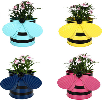 TrustBasket Set of 4 - Bee planters (Teal,Yellow,Blue and Pink) Plant Container(Metal, External Height - 15 cm), Multicolor
TrustBasket Set of 4 - Bee planters (Teal,Yellow,Blue and Pink) Plant Container(Metal, External Height - 15 cm), Multicolor