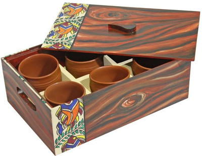Rang Rage The Madhubani Aqua Tray Set(Pack of 7)