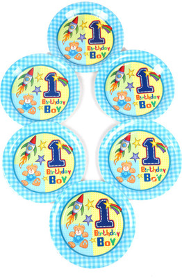 Funcart Fun At 1 Boy Theme 9 Inch Plate(Pack of 6)