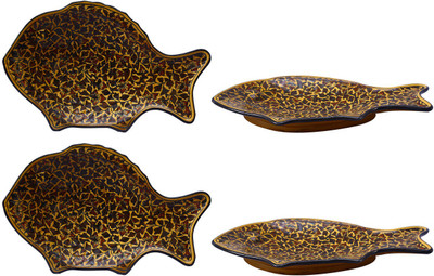 Cafeine Brown Sehra Plate(Pack of 4)