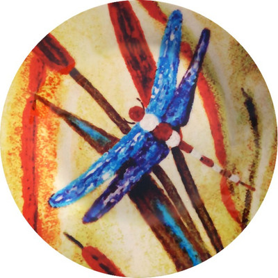 fabulloso Leaf Designs Blue Dragonfly Dinner Plate