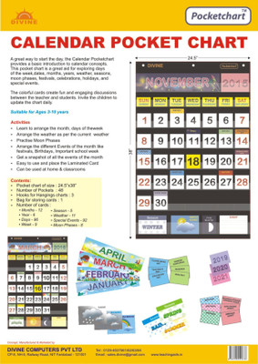 Pocketchart CALENDAR Pocket Chart(Black)
