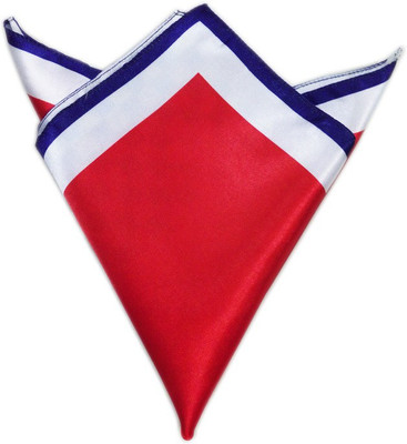 Blacksmithh Out Of The Box Red Geometric Print Satin Pocket Square, White
