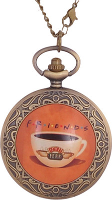 24x7 eMall CENTRAL PERK FRIENDS PENDANT 45 mm with Chain 80 cms F.R.I.E.N.D.S. Antique finish Bronze Pocket Watch Chain