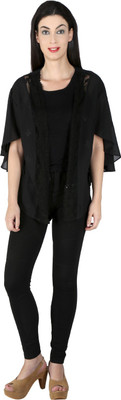 Isadora Polyester Poncho, Black