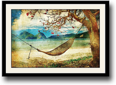 Beach Swing Fine Art Print(10 inch X 14 inch, Framed)
