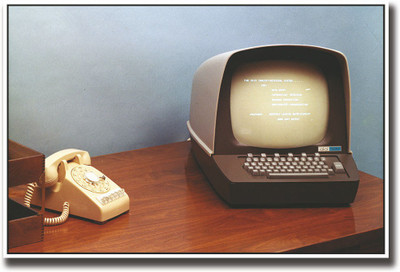 Old computer and phone on desk Fine Art Print(12 inch X 18 inch, Rolled)