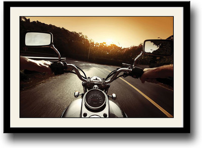 Motorcycle riding Fine Art Print(10 inch X 14 inch, Framed)
