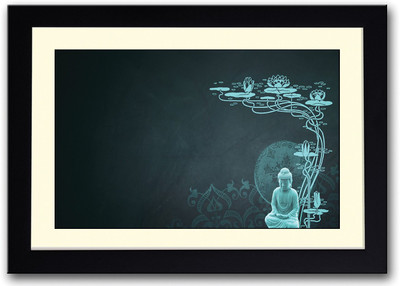 Blue Buddha Fine Art Print(14 inch X 20 inch, Framed)