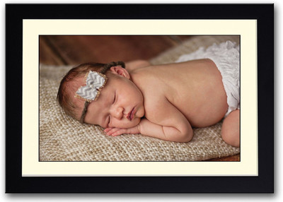 Baby With A Cute Hair Band Fine Art Print(14 inch X 20 inch, Framed)