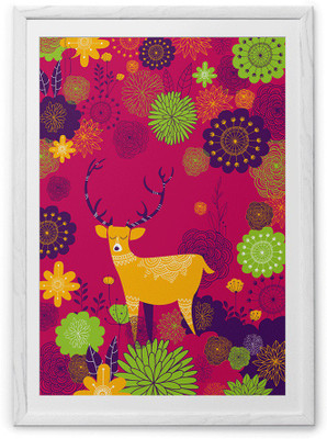 Forest Deer Fine Art Print(36 inch X 24 inch, Framed)
