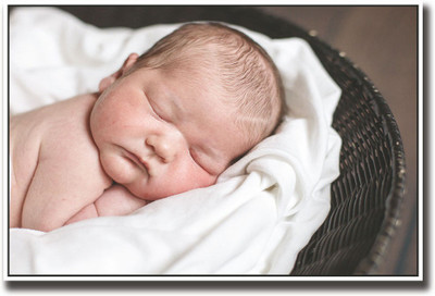 Cute baby sleeping in basket Fine Art Print(12 inch X 18 inch, Rolled)