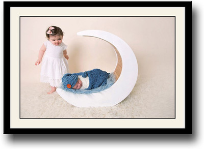 Baby sleeping in a moon bed Fine Art Print(10 inch X 14 inch, Framed)