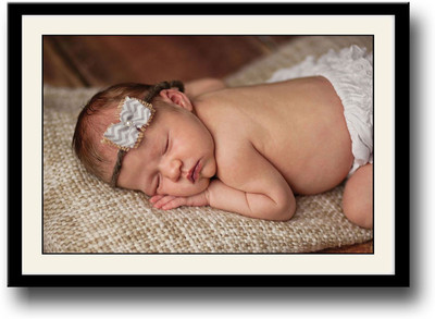 Baby with a cute hair band Fine Art Print(10 inch X 14 inch, Framed)
